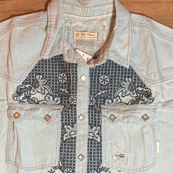 New Free People x We the free Western Wear Cutoff Top sz Small (fits Medium) - Picture 7 of 17